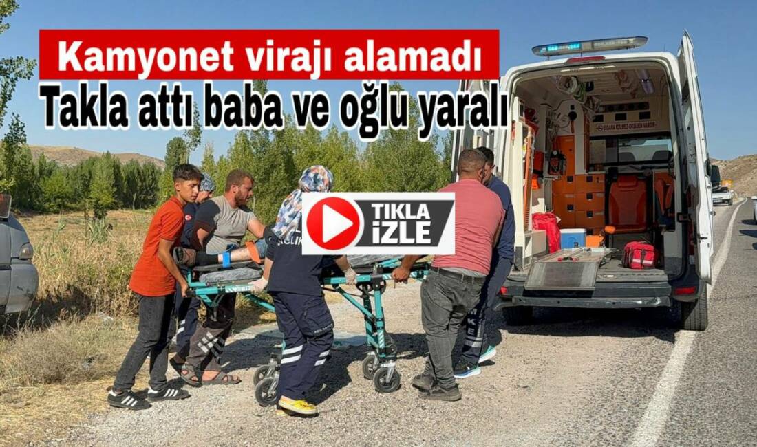 Kireçlik yolu’nda direksiyon hakimiyeti kaybolan kamyonet takla attı, sürücü ve