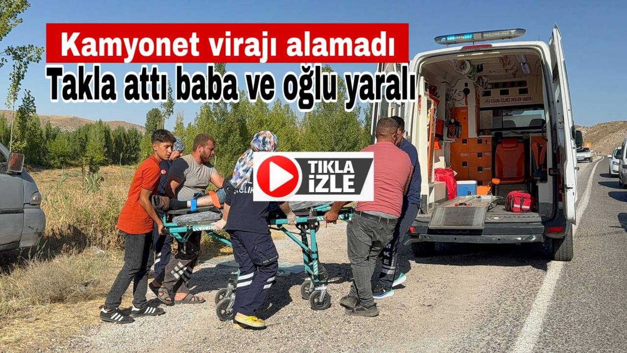 Kireçlik yolu’nda direksiyon hakimiyeti kaybolan kamyonet takla attı, sürücü ve