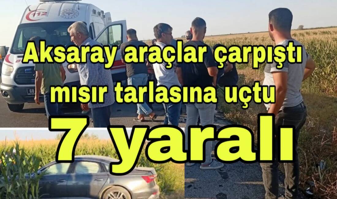 Eşmekaya-Eskil yolunda iki otomobil çarpıştı, araçlar mısır tarlasına uçtu. Kazada