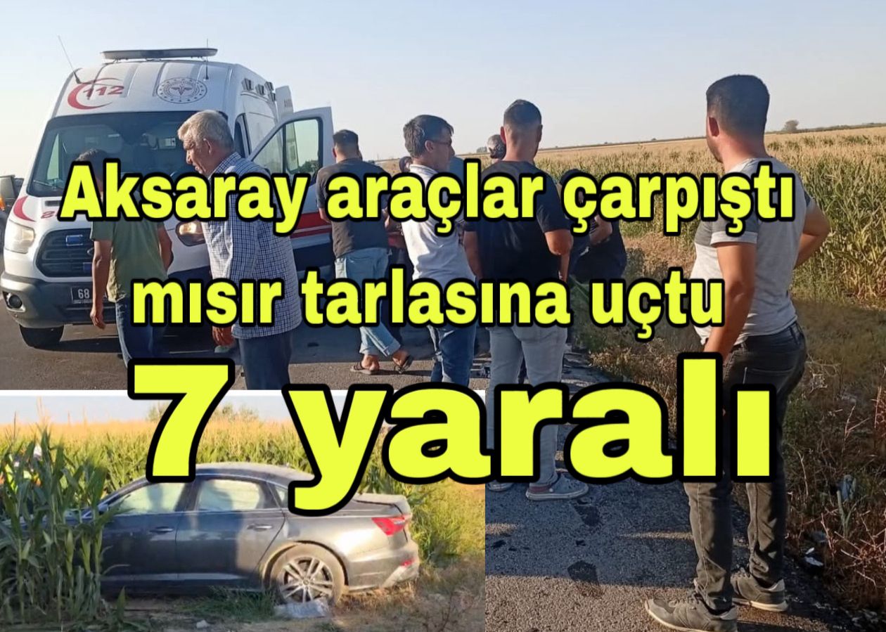Eşmekaya-Eskil yolunda iki otomobil çarpıştı, araçlar mısır tarlasına uçtu. Kazada