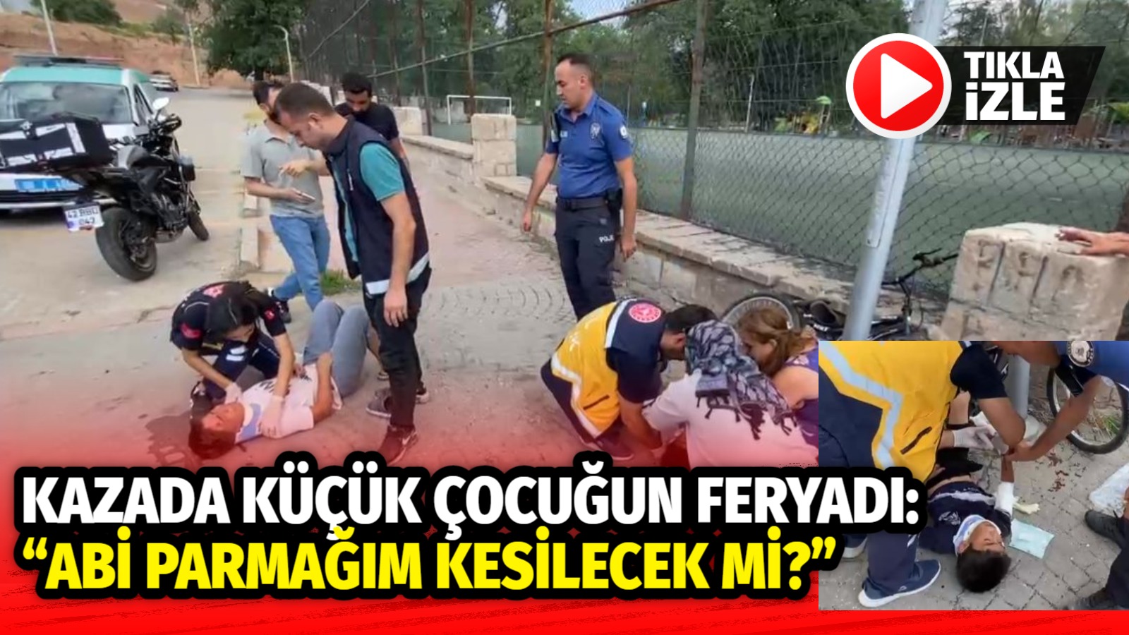 Kılıçaslan Parkı çevresinde bisikletle rampa aşağı inerken direğe çarpan 12