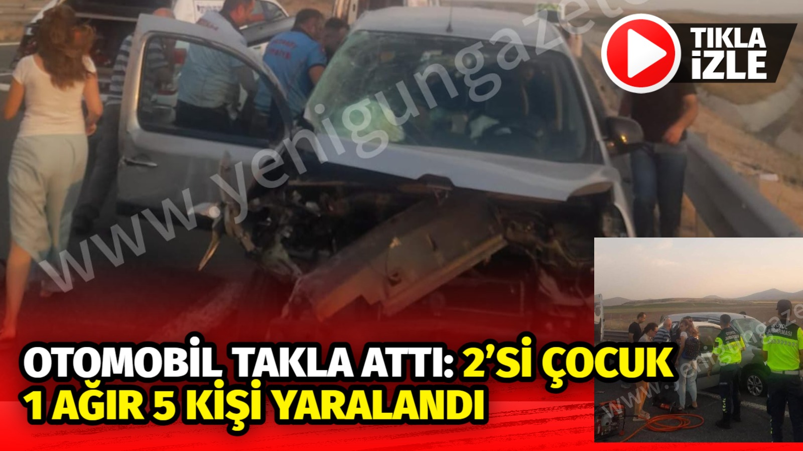Aksaray Ortaköy’de Doblo marka araç takla attı. 2’si çocuk 5