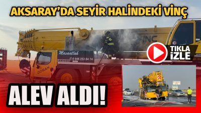 Aksaray-Nevşehir yolunda motor kısmından alev alan kurtarıcı Vinç kullanılamaz hale