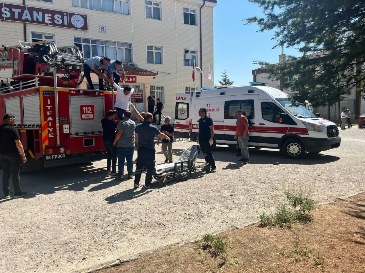 Ortaköy Devlet Hastanesi’nde, Ortaköy Belediyesi İtfaiye Amirliği ekipleriyle iş birliği