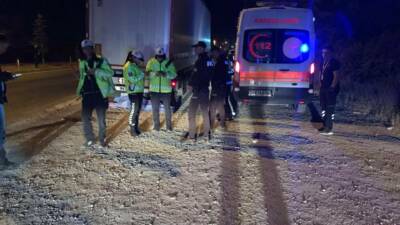 Konya'nın Ereğli ilçesinde meydana gelen kazada kara yolundan karşıya geçmek