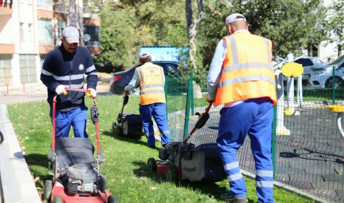 Aksaray Belediyesi ekipleri Coğlaki Mahallesinde çim biçme, peyzaj ve genel