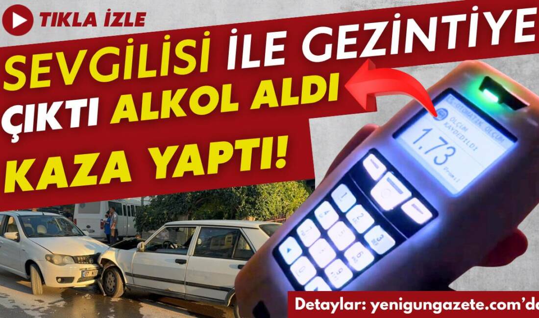 Aksarayda sevgilisi ile gezintiye çıkan genç alkol alıp kaza yaptı.
