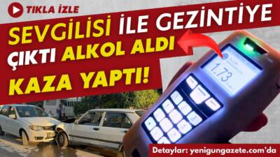 Aksarayda sevgilisi ile gezintiye çıkan genç alkol alıp kaza yaptı.