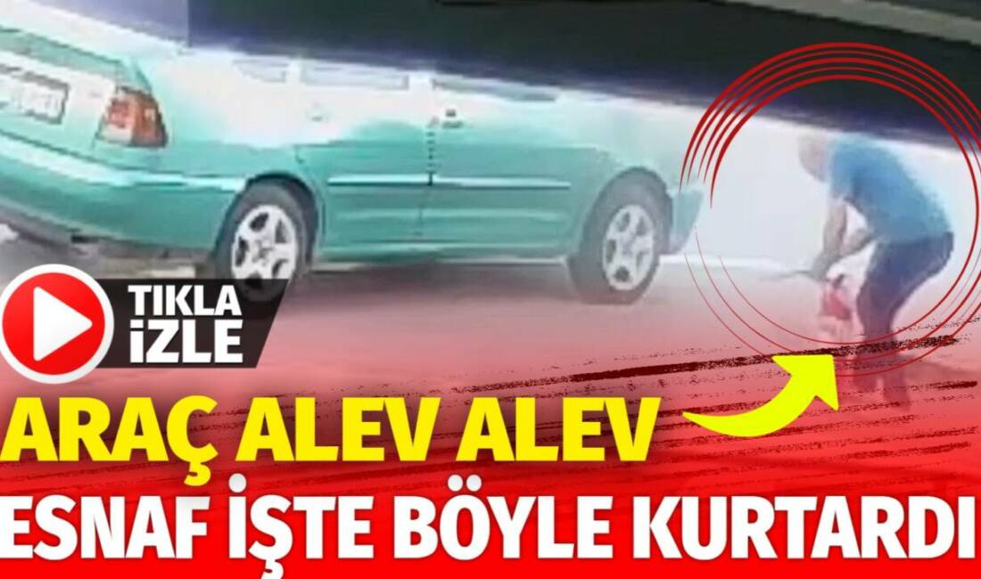 Aksaray’da seyir halindeki otomobilin motor kısmında çıkan yangın, duyarlı esnafın