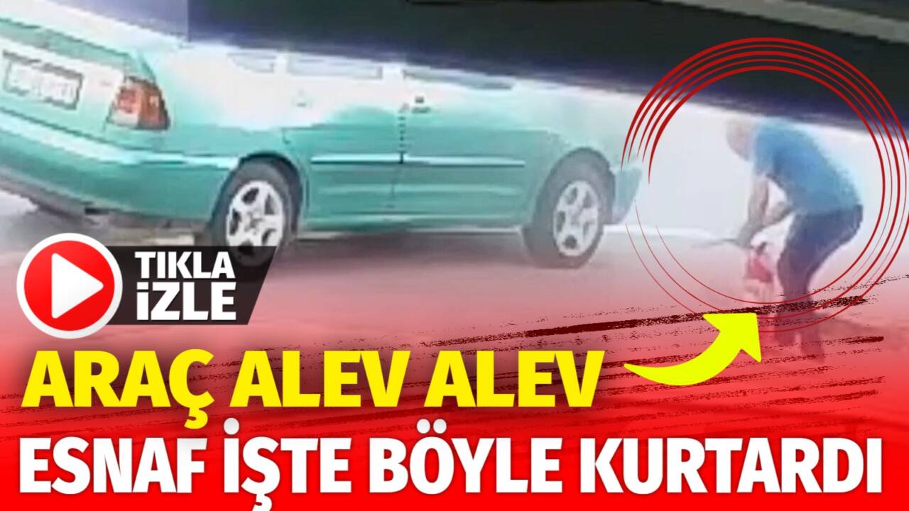 Aksaray’da seyir halindeki otomobilin motor kısmında çıkan yangın, duyarlı esnafın