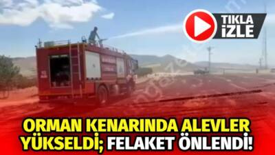 Ormanlık alanda çıkan anız yangınına Ortaköy İtfaiyesi anında müdahale