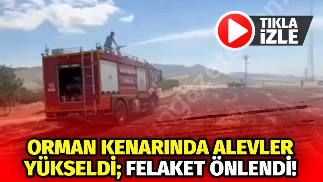 Ormanlık alanda çıkan anız yangınına Ortaköy İtfaiyesi anında müdahale
