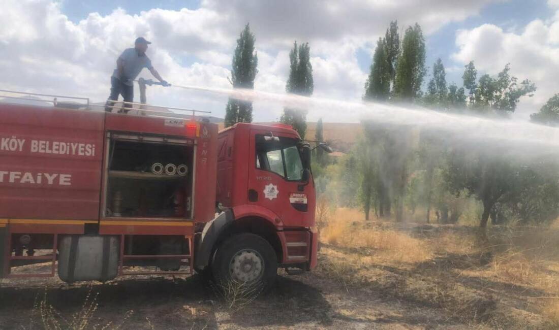 Aksaray’ın Ortaköy ilçesine bağlı Seksenuşağı köyünde çıkan ağaçlık ve ot