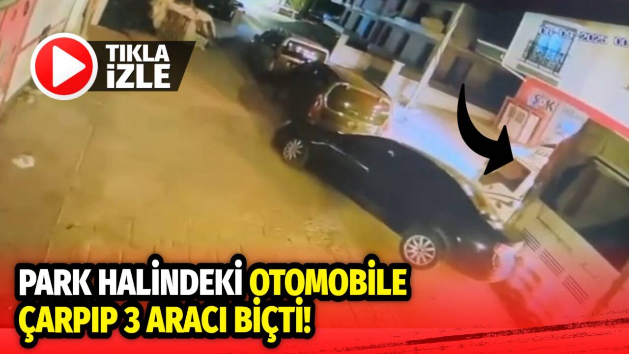 Aksaray’da park halindeki araca çarpan kamyonet 3 otomobile daha zarar