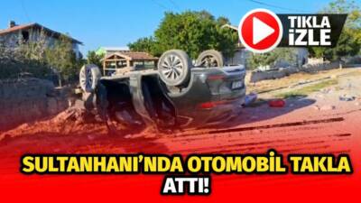 Sultanhanı’nda sabah erken saatlerde iddialara göre köpek nedeniyle takla atan