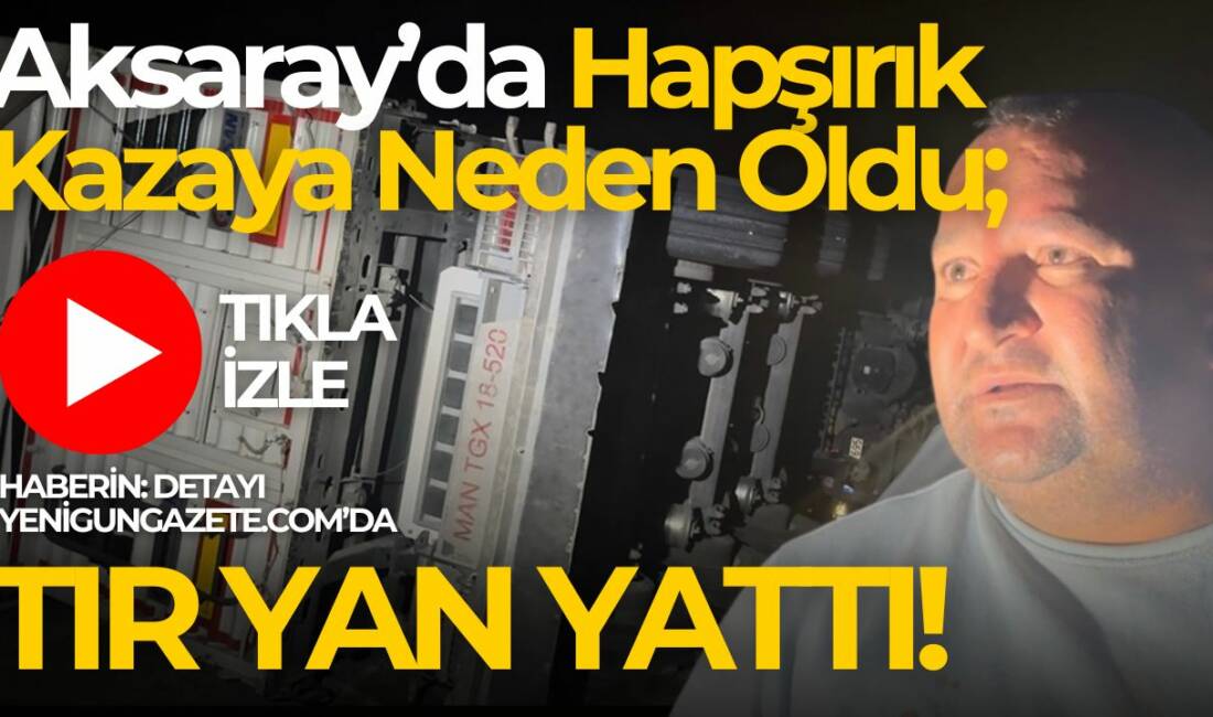 Aksaray-Adana yolunda köpeğe çarpmamak için manevra yapan tır sürücüsü yol