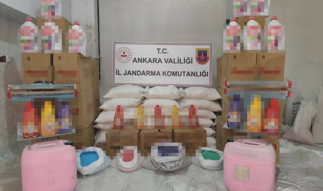 Ankara’da İl Jandarma Komutanlığı tarafından sahte temizlik malzemesi imalatı yapıldığı