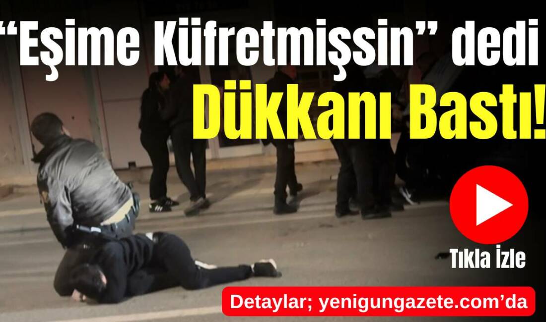 Eşine küfrettiğini iddia ettikleri esnafın dükkanını sopalarla basan 2 kişi,