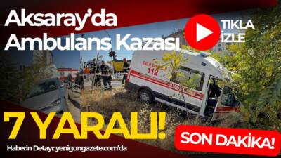 Aksaray’da hastaneye yaralı taşıyan ambulans otomobille çarpıştı. Kazada biri doktor