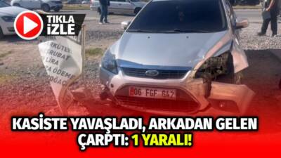 Yavuz Sultan Selim Mahallesi’nde kasiste yavaşlayan otomobile arkadan çarptı. Araçta