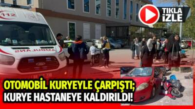 Taşpazar Mahallesi’ndeki kavşakta otomobille motosiklet çarpıştı, kurye hastaneye kaldırıldı. Polis