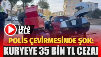 Aksaray’da şüphe üzerine durdurulan motosikletli bir kuryeye kesilen ceza dudak