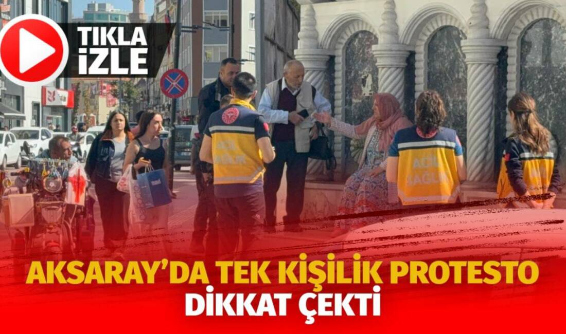 Aksaray’da tek kişilik protesto dikkat çekti Ankara Caddesi’nde bir kadın, uyuşturucudan ekonomiye birçok konuyu bağırarak protesto
