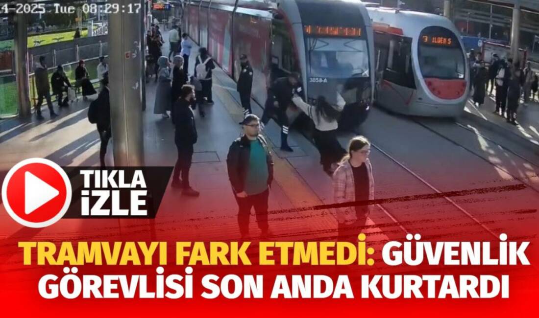 Kayseri'de yaşanan olayda güvenlik görevlisi,  tramvayın geldiğini fark etmeyen genç
