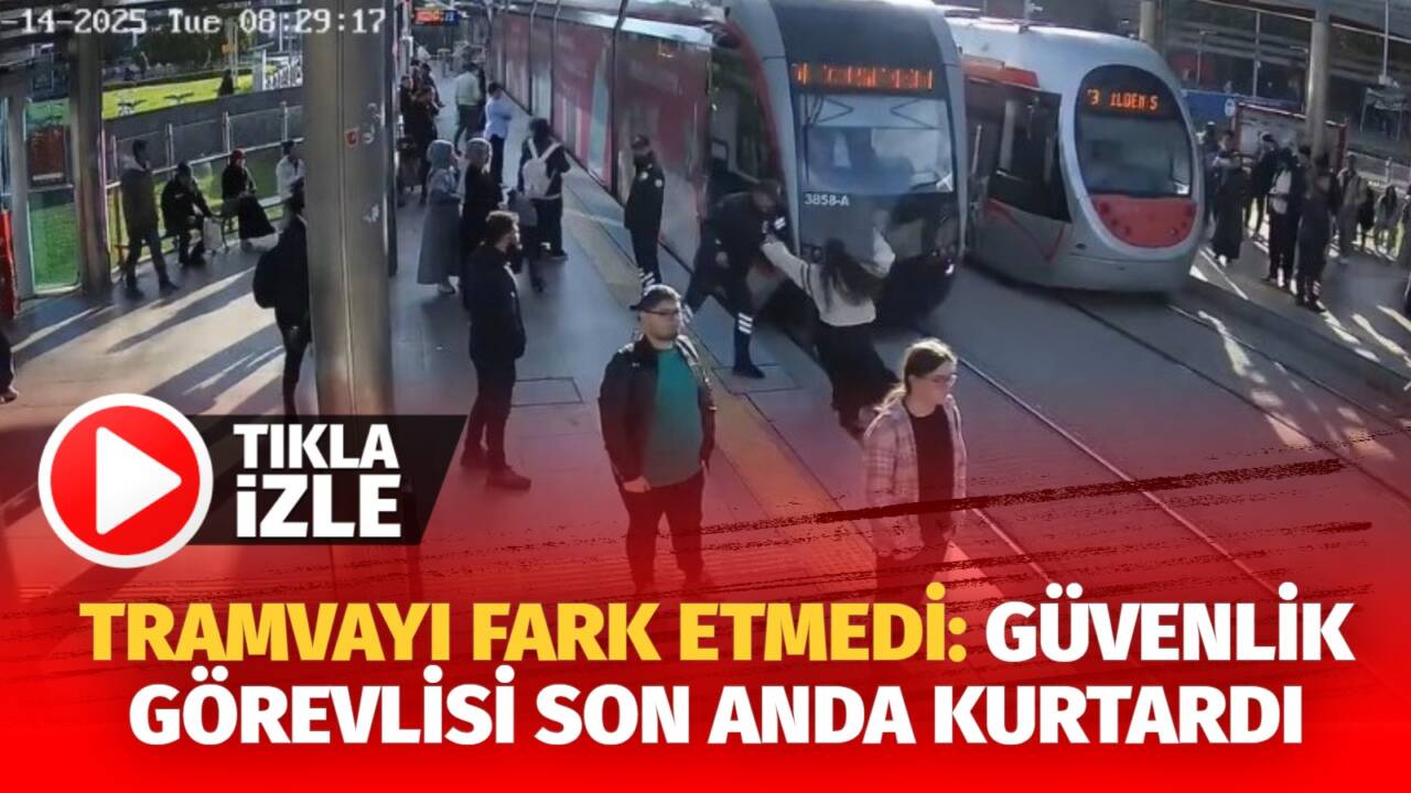 Kayseri'de yaşanan olayda güvenlik görevlisi,  tramvayın geldiğini fark etmeyen genç