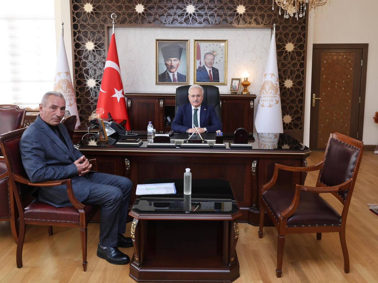 Aksaray Valisi Mehmet Ali Kumbuzoğlu, Taşpınar Belediye Başkanı İsmail Yılmaz’ı