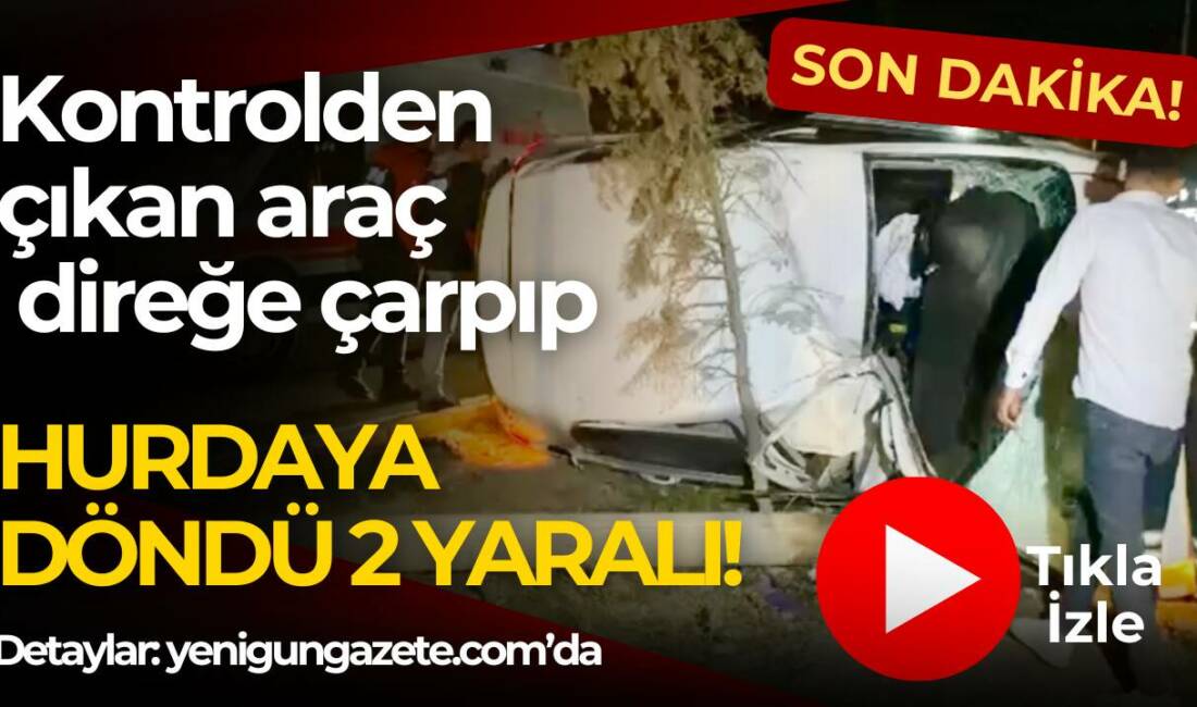 Nevşehir Caddesi’nde refüje çıkan otomobil aydınlatma direğine çarpıp yan yattı,