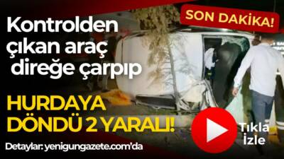 Nevşehir Caddesi’nde refüje çıkan otomobil aydınlatma direğine çarpıp yan yattı,