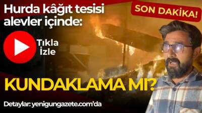 İstiklal Mahallesi’ndeki geri dönüşüm tesisinde hurda kâğıtların bulunduğu alanda çıkan