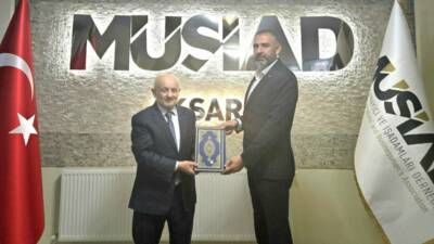 MÜSİAD Aksaray Şubesi, İl Müftüsü Veysel Işıldar’ı şube binasında misafir