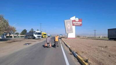 Taşpınar’da yol çizgi çalışmaları, Valilik talimatı ve OSB yönetiminin katkılarıyla
