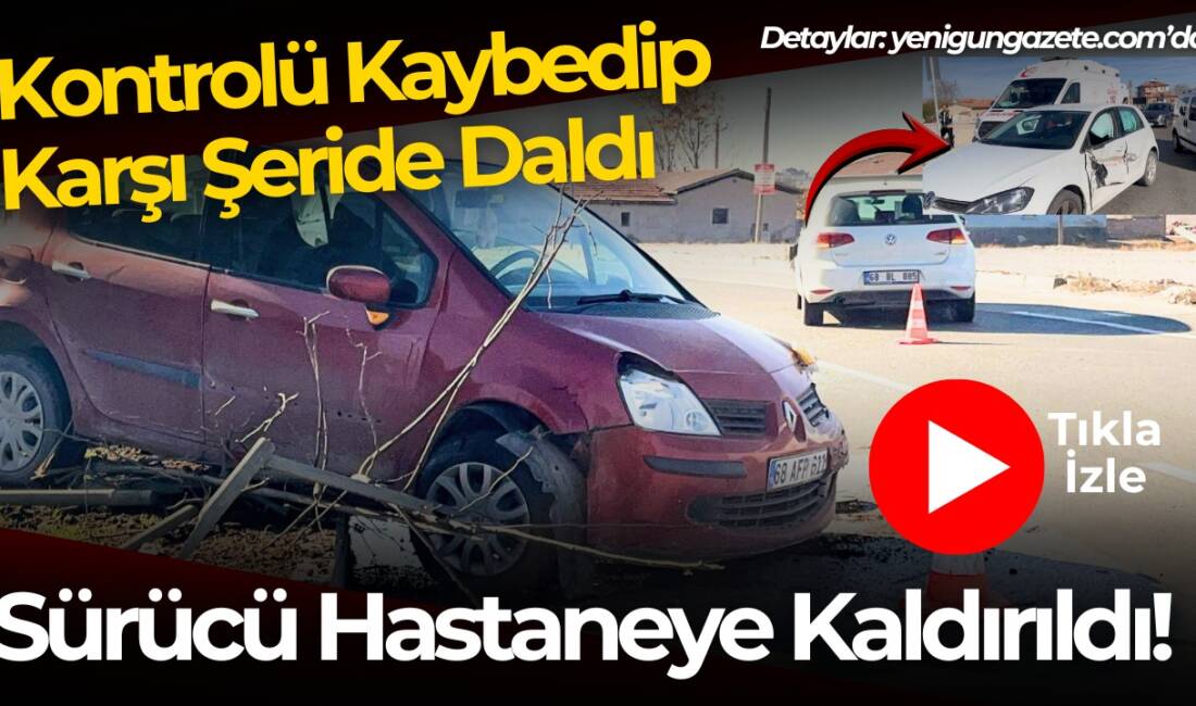 Sanayi Mahallesi’nde sürücünün virajda kontrolü kaybetmesiyle araç refüje çıkıp ağaca