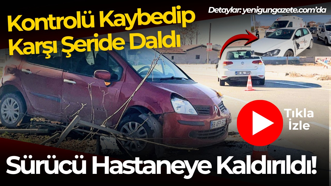 Sanayi Mahallesi’nde sürücünün virajda kontrolü kaybetmesiyle araç refüje çıkıp ağaca