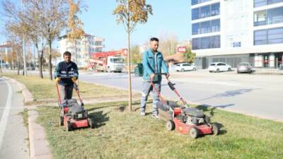 Aksaray Belediyesi, şehir genelinde yürüttüğü yeşil alan bakım çalışmalarına hız