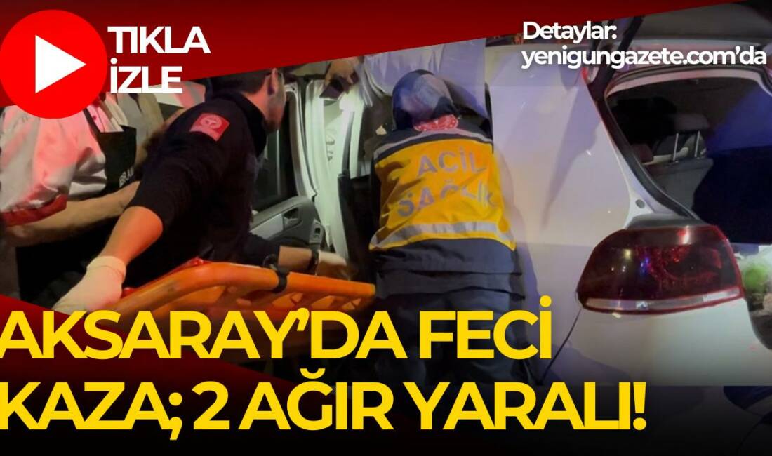 Aksaray’da sürücüsünün kontrolünü kaybettiği otomobil elektrik direğine çarptı. Kazada 2