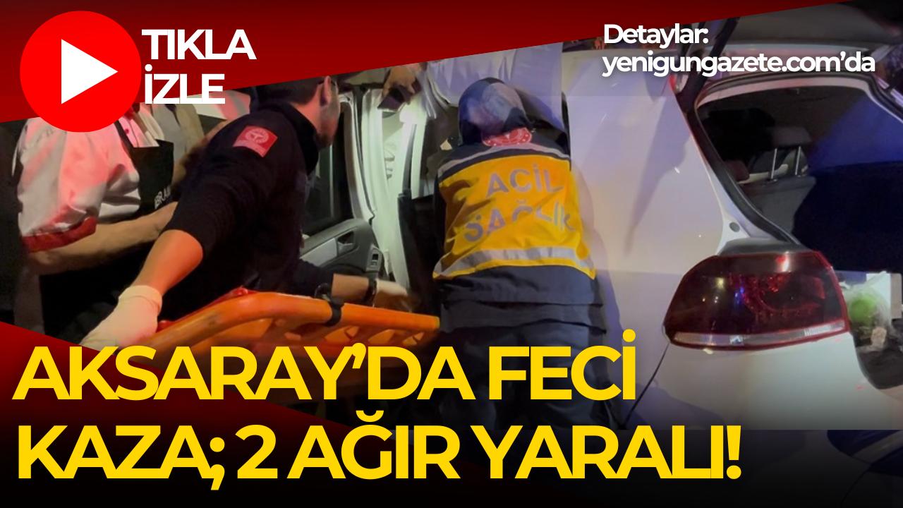 Aksaray’da sürücüsünün kontrolünü kaybettiği otomobil elektrik direğine çarptı. Kazada 2