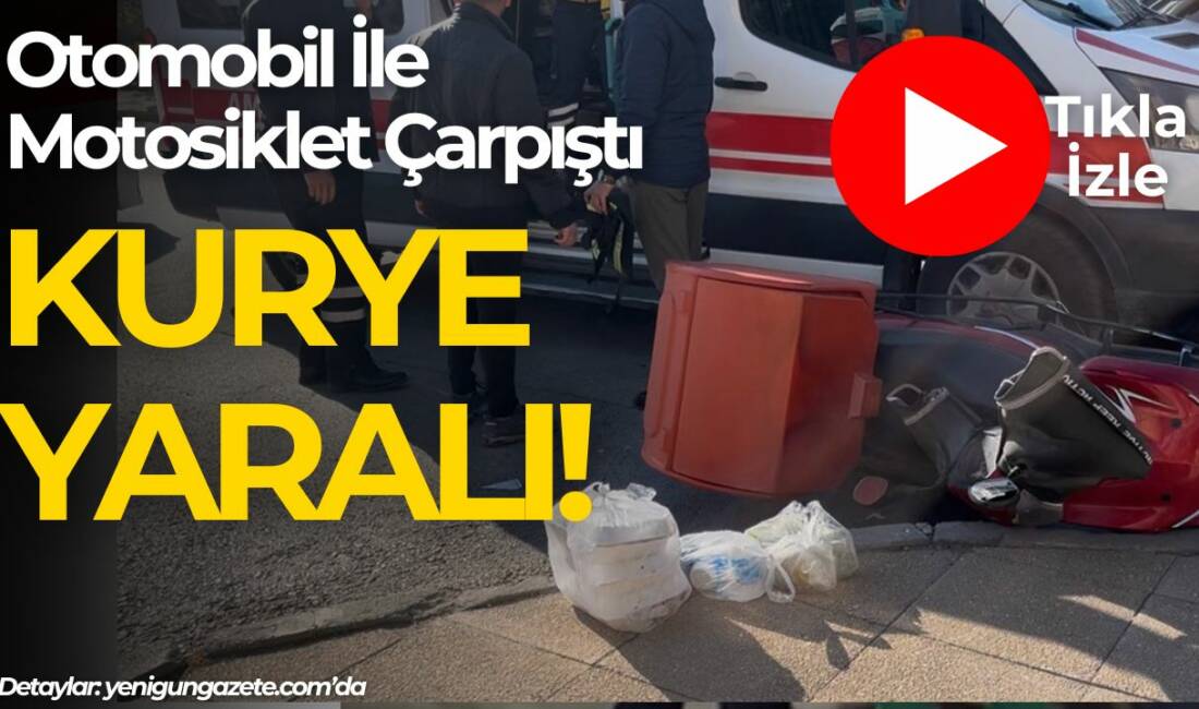 Aksaray’da otomobil ile motosikletli kuryenin çarpıştığı kazada motosiklet sürücüsü yaralandı.
