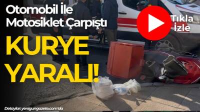 Aksaray’da otomobil ile motosikletli kuryenin çarpıştığı kazada motosiklet sürücüsü yaralandı.