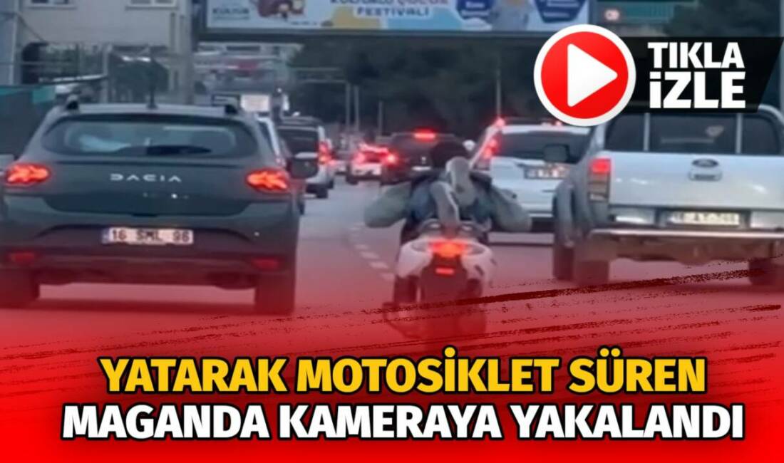 Bursa'da yaşanan olayda bir motosiklet sürücüsü, trafikte tehlikeli hareketler yaparak