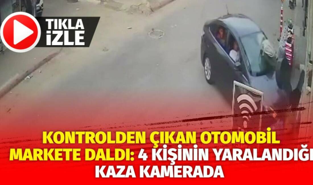 Adana'da yaşanan olayda sürücüsünün kontrolünden çıkan otomobilin bir marketin içerisine