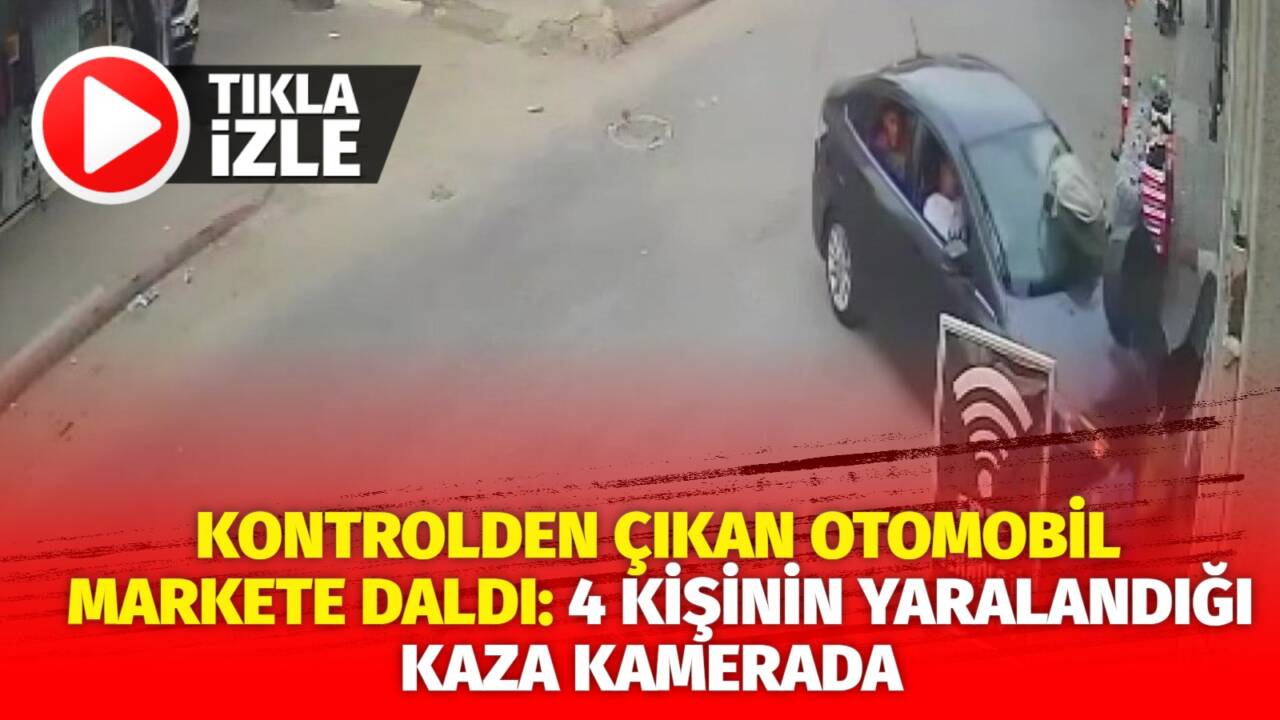 Adana'da yaşanan olayda sürücüsünün kontrolünden çıkan otomobilin bir marketin içerisine