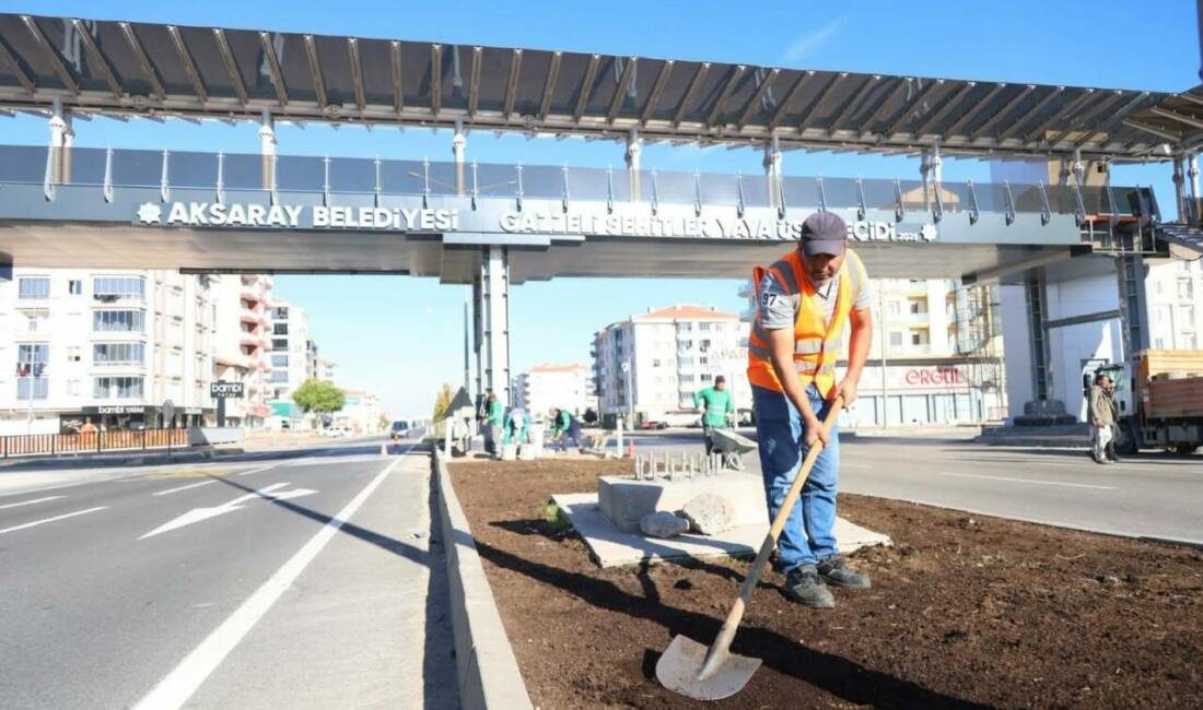Aksaray Belediyesi, şehir giriş ve çıkışlarını kapsayan E-90 Karayolu’nda çim