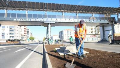 Aksaray Belediyesi, şehir giriş ve çıkışlarını kapsayan E-90 Karayolu’nda çim
