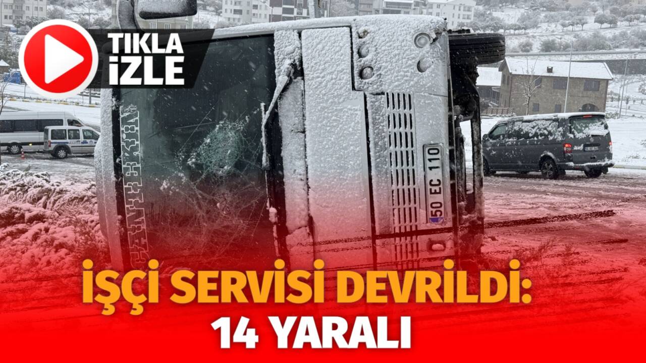 Nevşehir'de meydana gelen trafik kazasında işçi servisi devrildi. Kazada 14