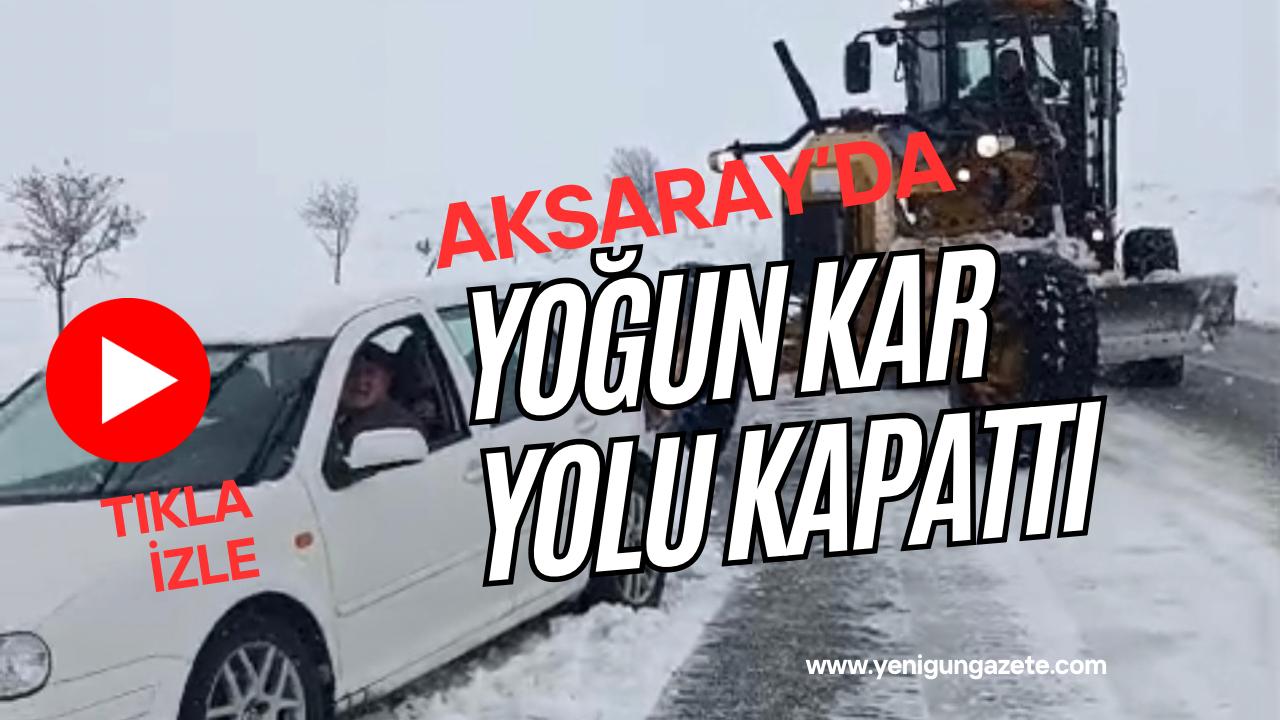 Aksaray’da sabah saatlerinde etkili olan yoğun kar yağışı nedeniyle Ortaköy