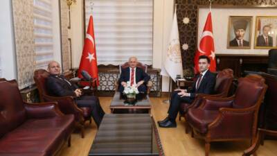 Aksaray Valiliğinde gerçekleşen kabulde, Milli Eğitim Bakanlığı müfettişleri Mehmet Emin